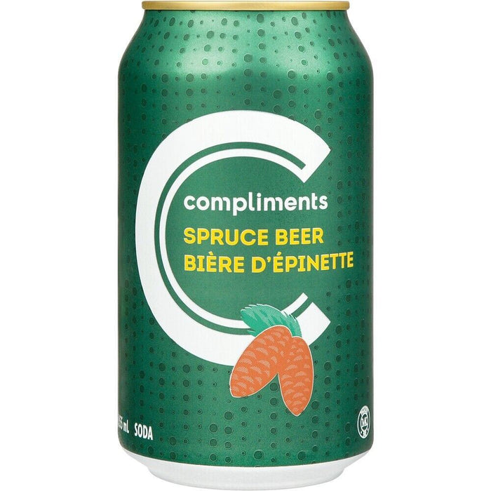 Compliments Spruce Beer Soft Drink 355ml Each Can 12 Can Case