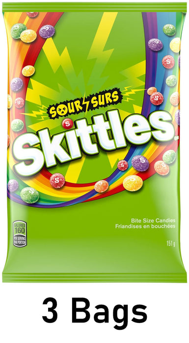 Skittles Sours Gummy Candy 151g Each 3 Bags