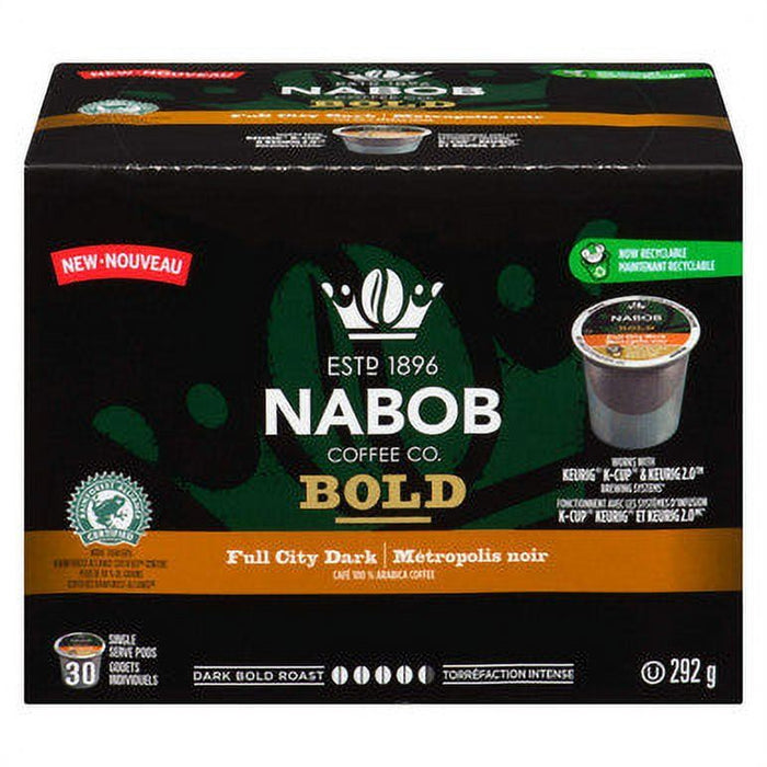 NABOB Full City Bold Dark Coffee K-Cup Pods, 292g, 30 Count