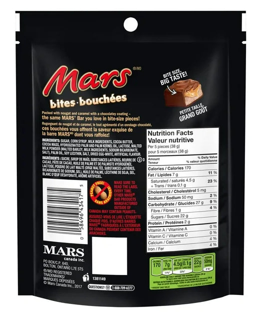 MARS, Peanut Free Chocolate Candy Bites, Sharing Bag, 193g