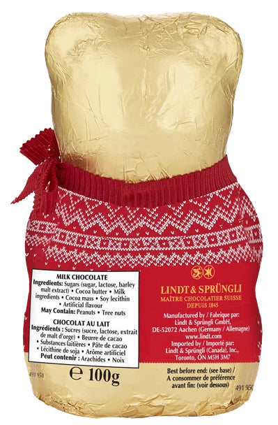 Lindt Christmas Sweater Teddy Milk Chocolate Teddy Bear, 100g