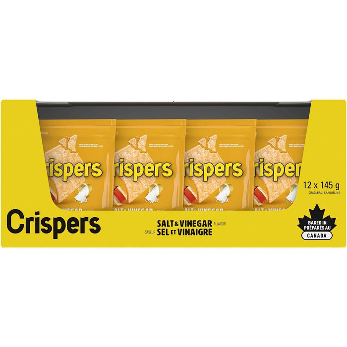 Christie Crispers, Salt & Vinegar Crackers, 145g/5.1oz FULL CASE (12 Pack)