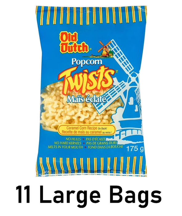 Old Dutch Popcorn Twists Puff Corn Snack, 175g/6.1oz (Full Case of 11)