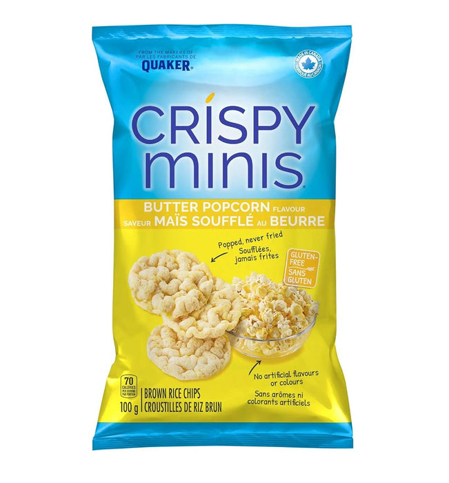 Quaker Crispy Minis Rice Chips Butter Popcorn, 100g/3.5oz