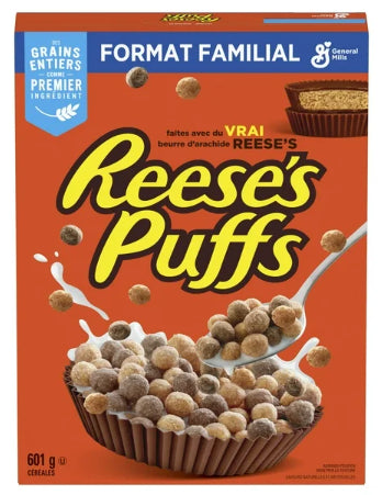 Reese's Puffs Peanut Butter Chocolate Breakfast Cereal, Family Size, 601g