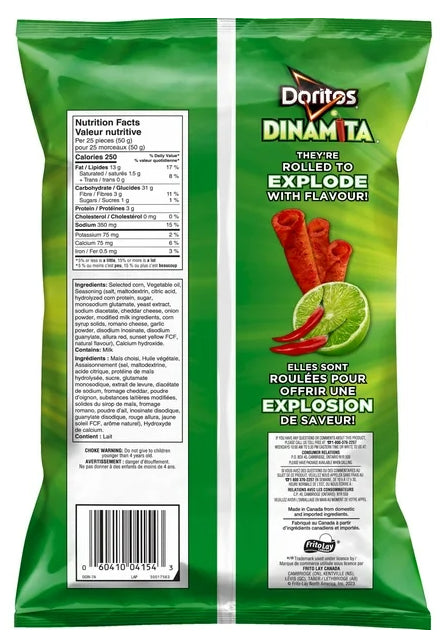 Doritos Dinamita Chile-Lime Burn rolled tortilla chips, 280g