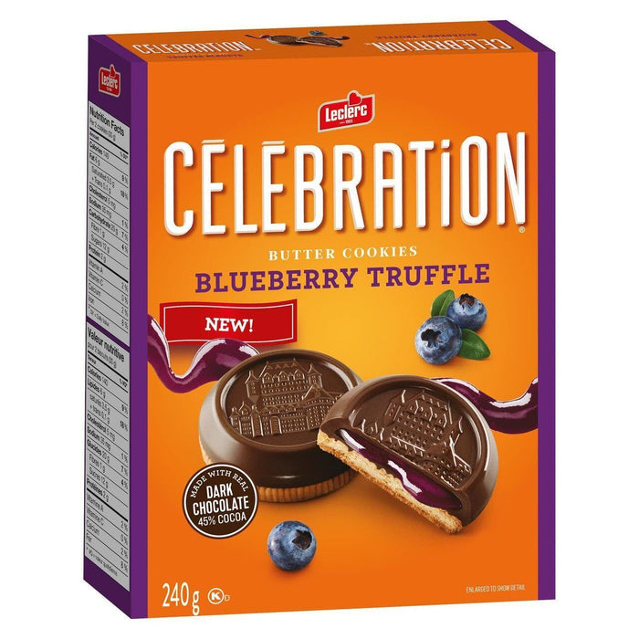 Leclerc Celebration Blueberry Truffle Cookies, 240g/8.5oz Box