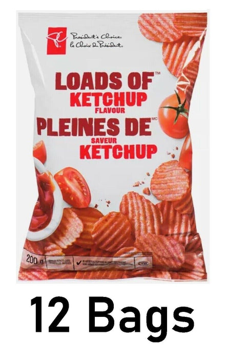 President's Choice Ketchup Potato Chips Size 200g 12 Bags