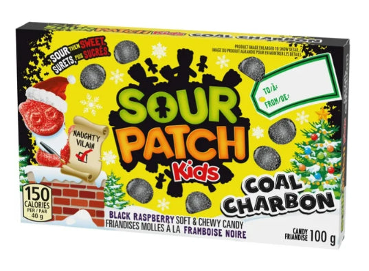 Sour Patch Kids, Coal, Black Raspberry Flavored Candy, Stocking Stuffer, 100g