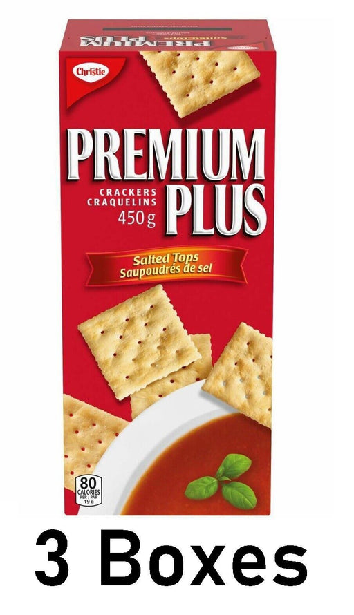 Christie Premium Plus Crackers Salted Tops 450g Each 3 Boxes - CanadaGrocery