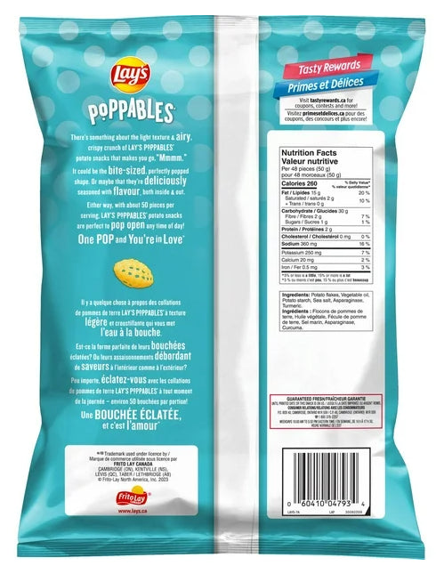 Lay's Poppables Sea Salt Flavored Potato Snacks, 130g