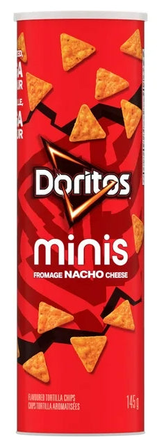 Doritos Minis Nacho Cheese Flavored Tortilla Chips, Canister, 145g