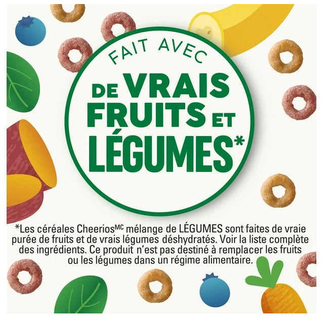 Cheerios Veggie Blends Blueberry Banana Cereal, Whole Grains, 300g