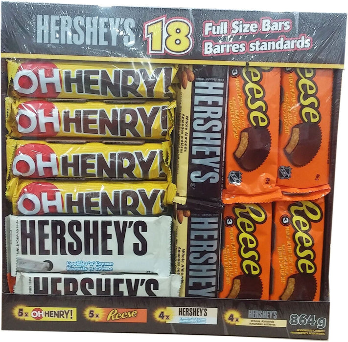 Hershey's Canada 18 Full Size Bars Variety Pack 1.9lbs