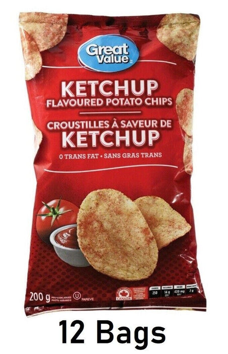 Great Value Ketchup Potato Chips Size 200g Each 12 Bags From Canada