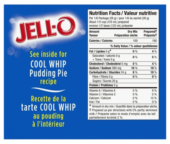 Jell-O Vanilla Instant Pudding Mix, 153g