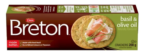 Dare Breton Basil and Olive Oil Crackers, 200g