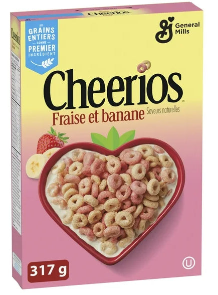 Cheerios Strawberry Banana Breakfast Cereal, Gluten Free, Whole Grains, 317g