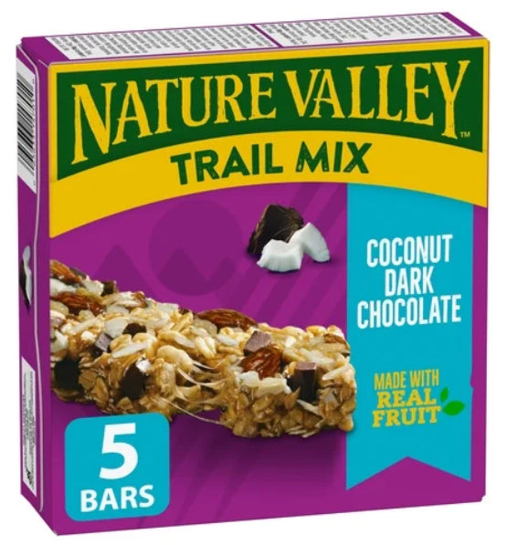 Nature Valley Chewy Trail Mix Granola Bars, Coconut Dark Chocolate, 5ct, 160g