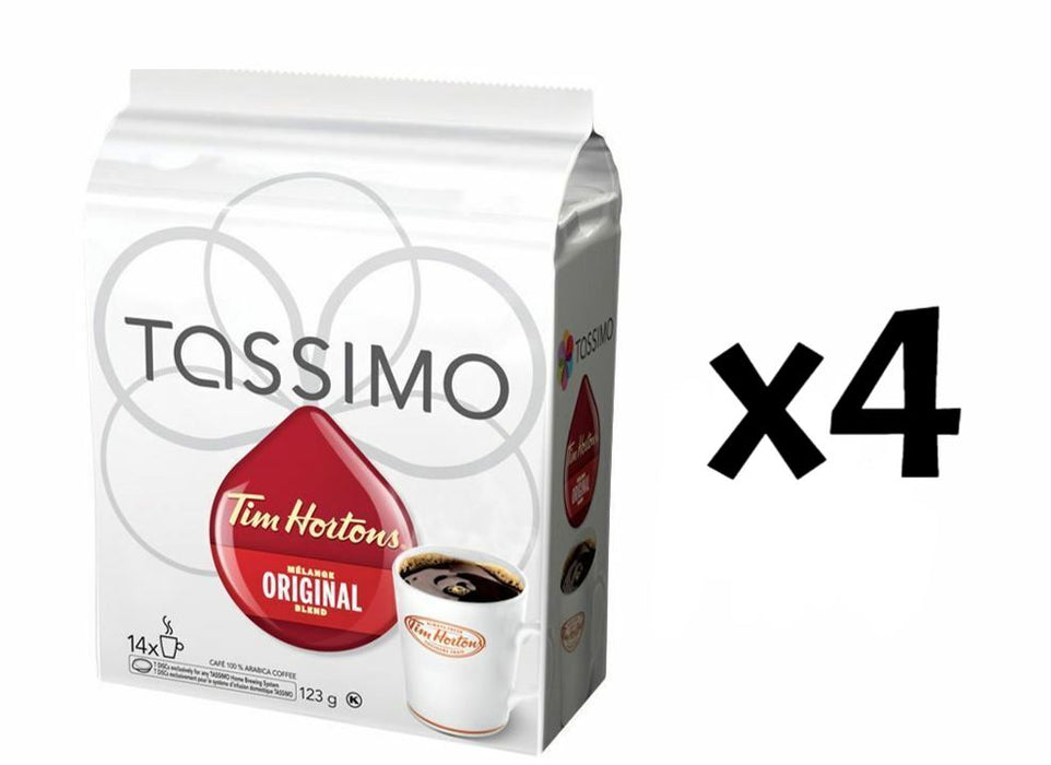 Tim Hortons Tassimo Single Serve Original Blend 4 Boxes of 14 Discs