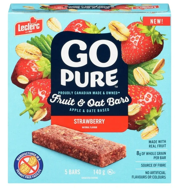 Go Pure Strawberry Fruit & Oat Bars, 5 Bars, 140g