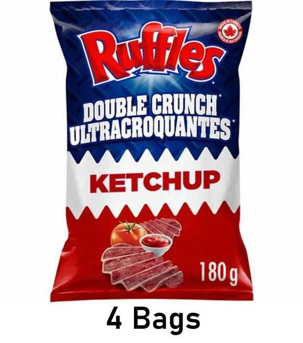 Ruffles Double Crunch Ketchup Potato Chips, 180g Each 4 Bags