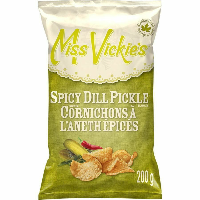 Miss Vickie's Spicy Dill Pickle Potato Chips 200g Each 12 Bags - CanadaGrocery