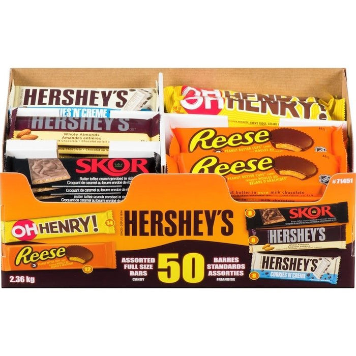 Hershey's Assorted Chocolate Bars Variety Box 50 Bars, 2.36kg