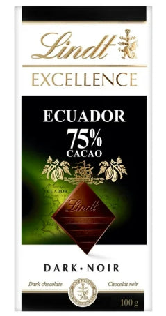 Lindt EXCELLENCE Ecuador 75% Cacao Dark Chocolate Bar, 100g