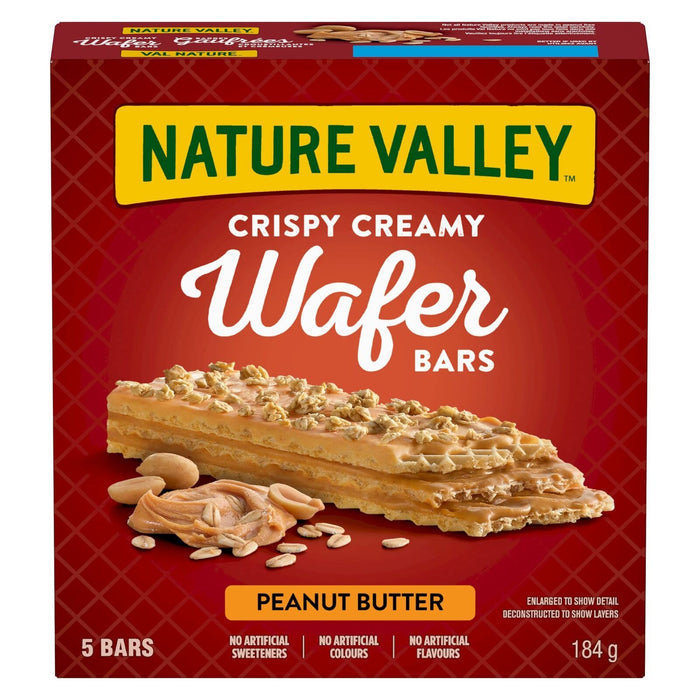 NATURE VALLEY Crispy Creamy Wafer Bars, Peanut Butter, 5 Count, 184g/6.5oz