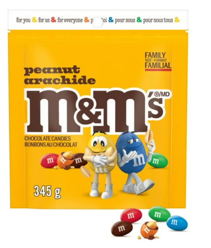 M&M'S, Peanut Milk Chocolate Candies, Family Bag, 345g