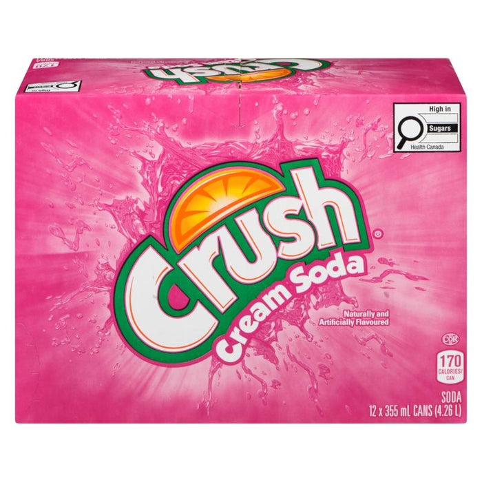Crush Clear Cream Soda 12 Cans Case, 355mL