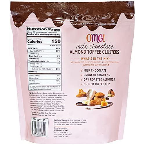 OMG! Milk Chocolate Almond Toffee Clusters 24oz Each 2 Jumbo Bags