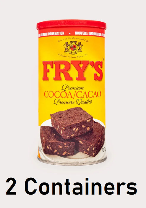 Fry's Premium Baking Cocoa Powder Unsweetened, 227g/8oz Each 2 Containers