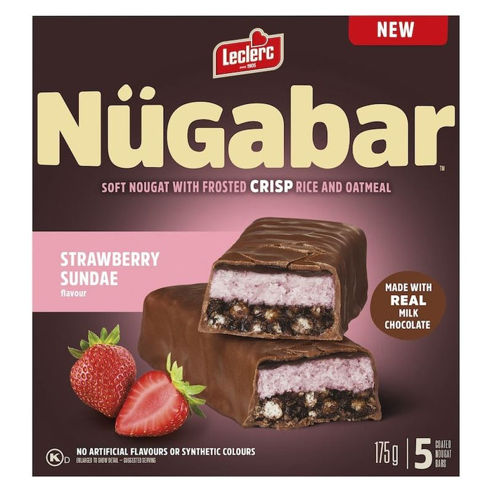Leclerc Nugabar Coated Nougat Bars Strawberry Sundae Flavour, 175g
