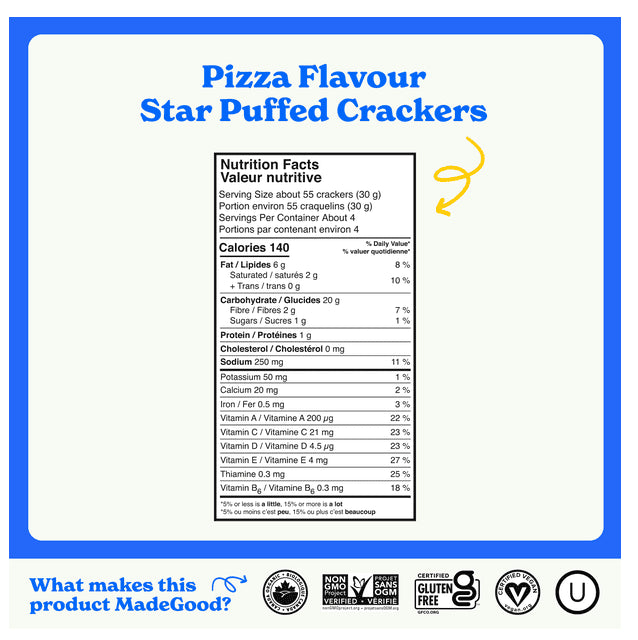 MadeGood Pizza Star Puffed Crackers 121g