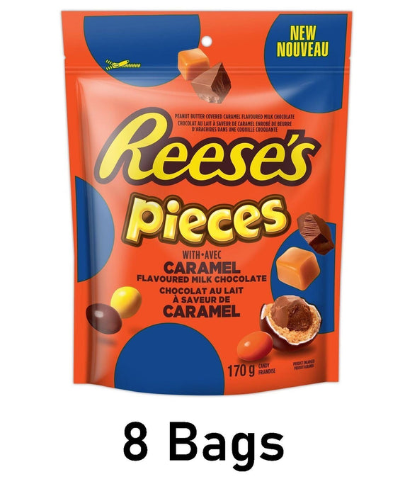 Reese's Pieces with Caramel Chocolate Candy 170g Each 8 Bags