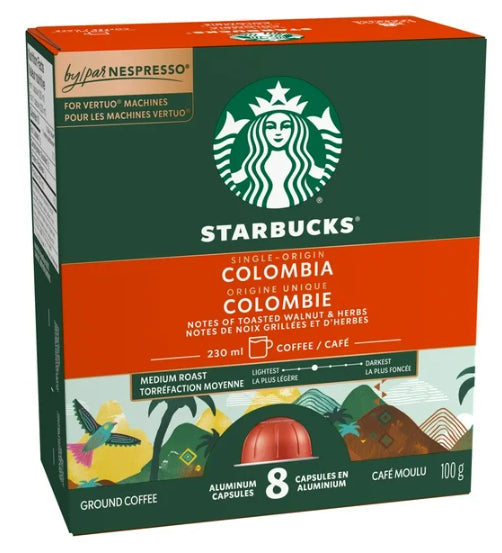 Starbucks Coffee Pods Single-Origin Coffee Colombia Nespresso Vertuo 8 Capsules 100 g