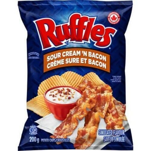 Lays Ruffles Sour Cream n Bacon Potato Chips 200g/7.1oz - CanadaGrocery