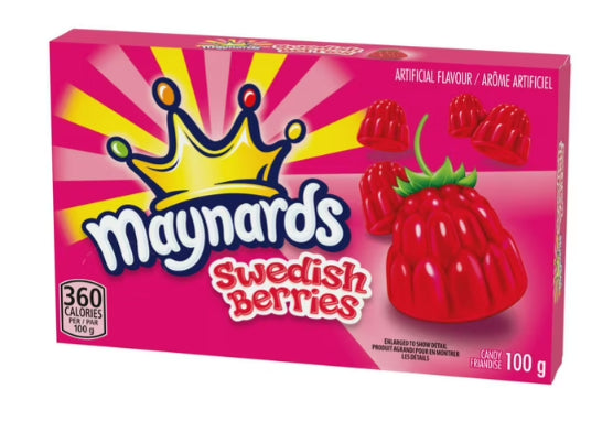 Maynards, Swedish Berries Gummy Candy, Candy Box, 100g