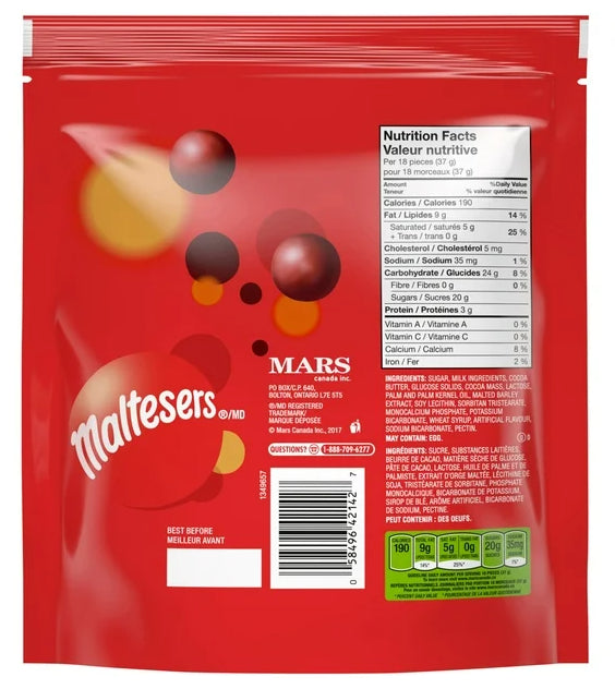 Maltesers, Milk Chocolate Candy Bites, Bowl Size Bag, 324g