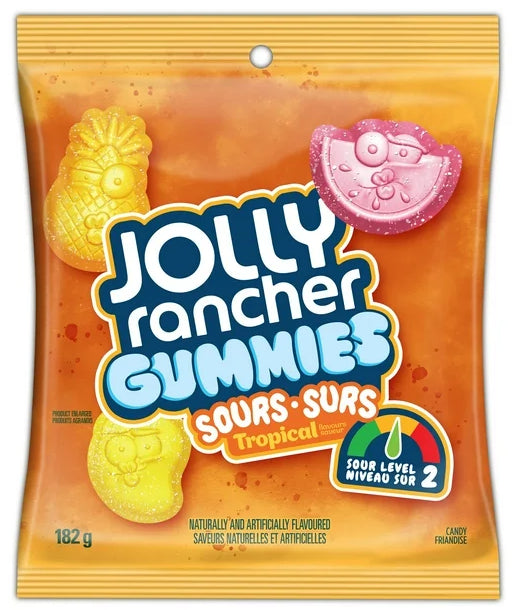 JOLLY RANCHER Sours Tropical Flavours, Gummy Candy, 182g