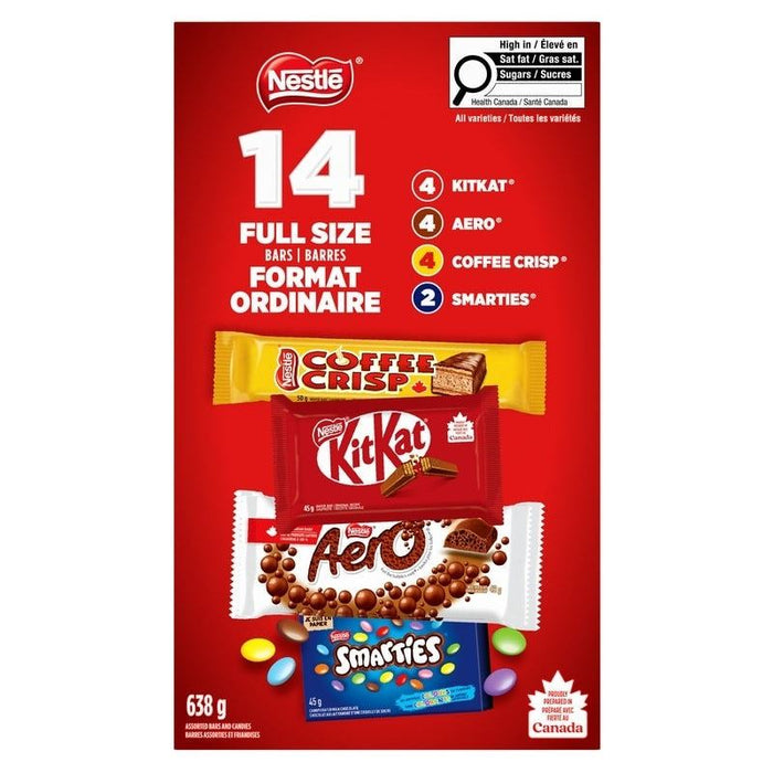 Nestle Full Size KitKat Aero Coffee Crisp Smarties Variety Box, 638g
