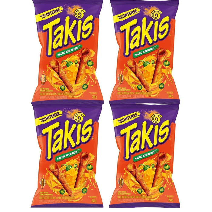 Takis Zesty Nacho Cheese Rolled Tortilla Chips 280g/9.8oz Each 4 Bags