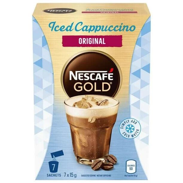 Nescafe Gold Iced Cappuccino Original Coffee 14 Sachets of 15g Each 2 Boxes