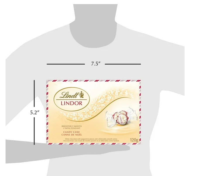 Lindt LINDOR Candy Cane White Chocolate Truffles, 120g Box