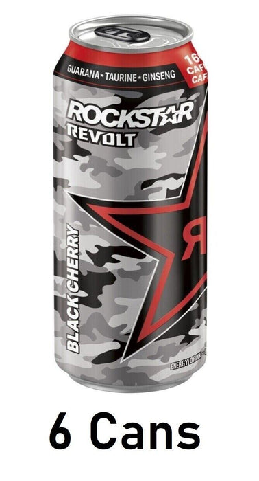 Rockstar Revolt Black Cherry Energy Drink 16 oz Each 6 Cans