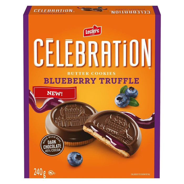 Leclerc Celebration Blueberry Truffle Cookies, 240g/8.5oz Box