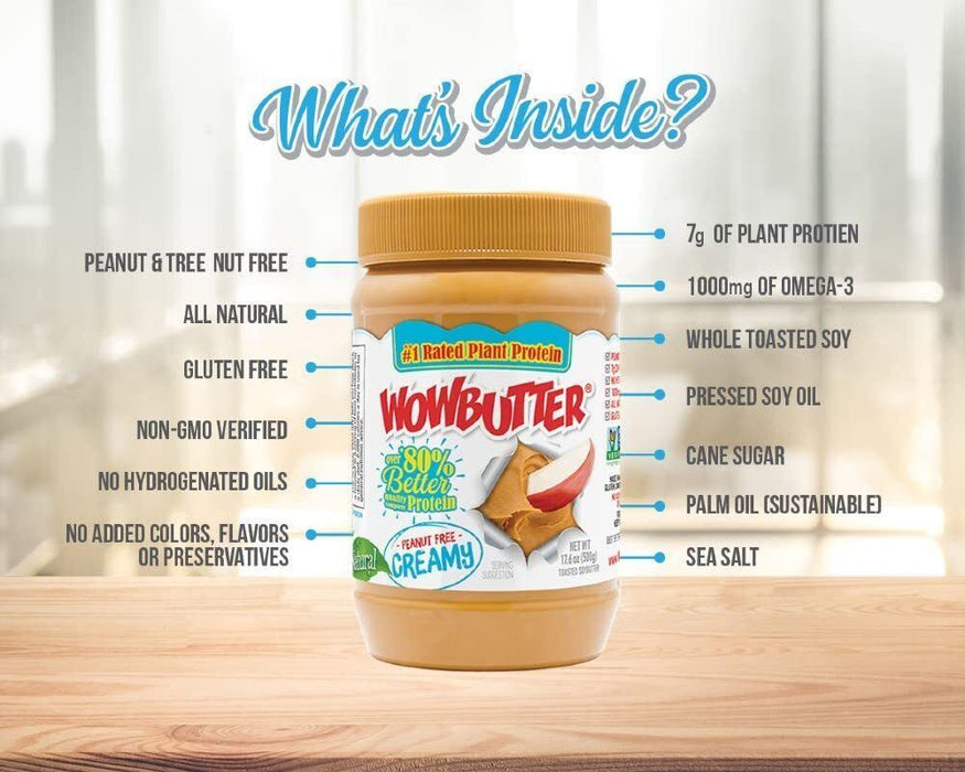 WOWBUTTER Natural Peanut Free Creamy 1.1lb 4 JARS