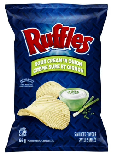 Ruffles Sour Cream 'n Onion Flavored Potato Chips, 66g